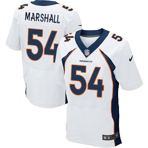 Nike Broncos #54 Brandon Marshall White Men's Stitched NFL New Elite Jersey Nike Broncos #54 Brandon Marshall White Men's Stitched NFL New Elite Jersey