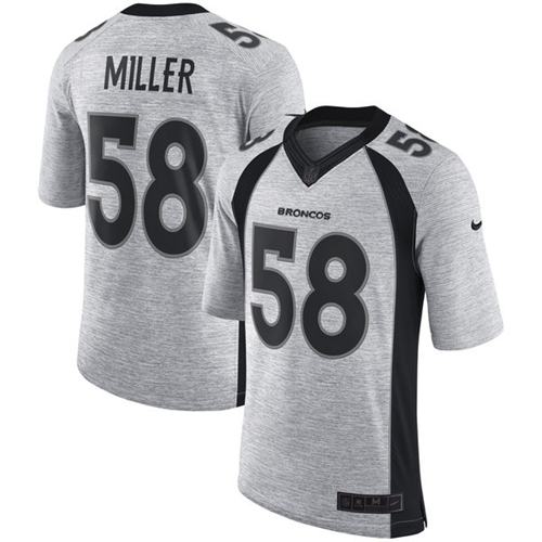 Nike Broncos #58 Von Miller Gray Men's Stitched NFL Limited Gridiron Gray II Jersey Nike Broncos #58 Von Miller Gray Men's Stitched NFL Limited Gridiron Gray II Jersey