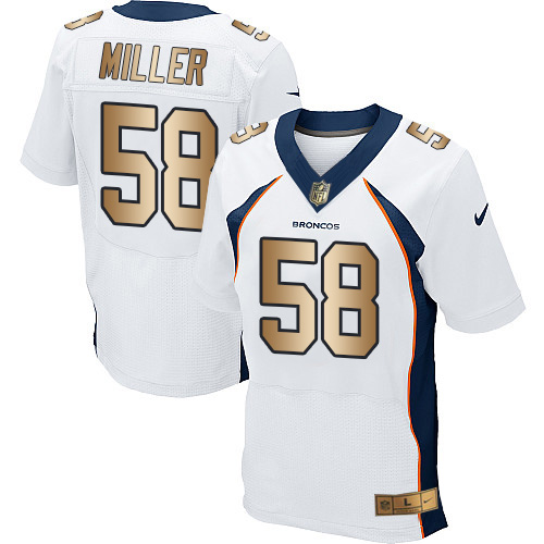 Nike Broncos #58 Von Miller White Men's Stitched NFL New Elite Gold Jersey Nike Broncos #58 Von Miller White Men's Stitched NFL New Elite Gold Jersey