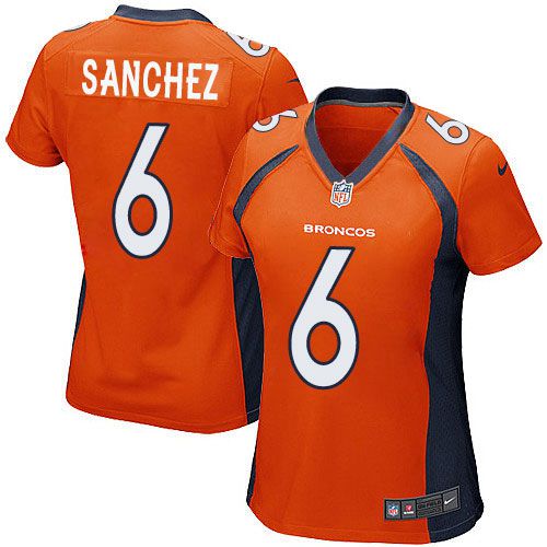 Nike Broncos #6 Mark Sanchez Orange Team Color Women's Stitched NFL New Elite Jersey