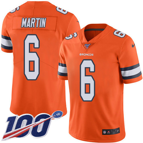 Nike Broncos #6 Sam Martin Orange Men's Stitched NFL Limited Rush 100th Season Jersey Nike Broncos #6 Sam Martin Orange Men's Stitched NFL Limited Rush 100th Season Jersey