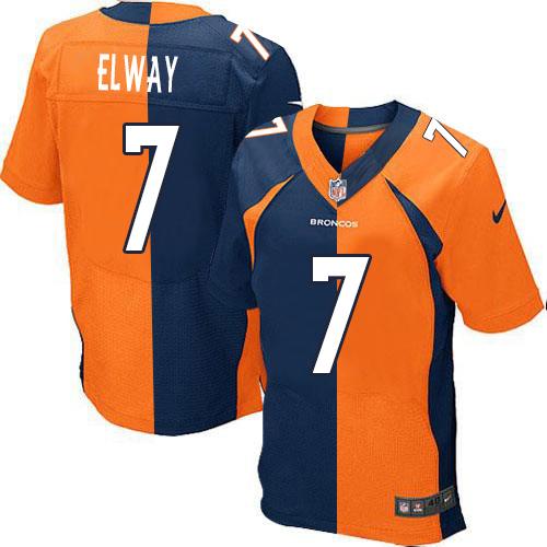 Nike Broncos #7 John Elway Orange Navy Blue Men's Stitched NFL Elite Split Jersey Nike Broncos #7 John Elway Orange Navy Blue Men's Stitched NFL Elite Split Jersey