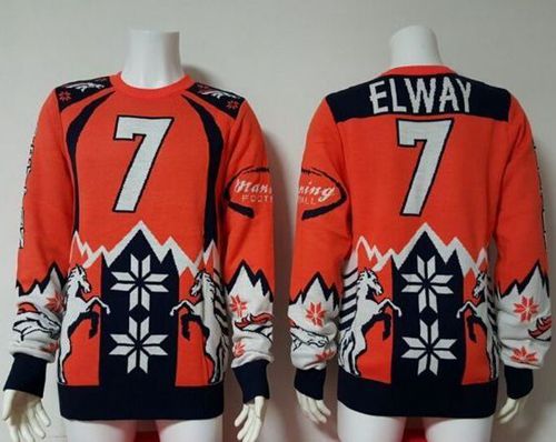 Nike Broncos #7 John Elway Orange Navy Blue Men's Ugly Sweater Nike Broncos #7 John Elway Orange Navy Blue Men's Ugly Sweater