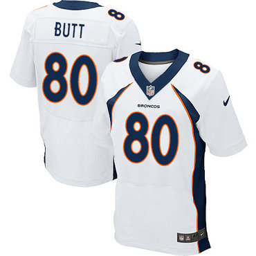 Nike Broncos #80 Jake Butt White Men's Stitched NFL New Elite Jersey Nike Broncos #80 Jake Butt White Men's Stitched NFL New Elite Jersey