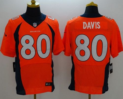 Nike Broncos #80 Vernon Davis Orange Team Color Men's Stitched NFL New Elite Jersey