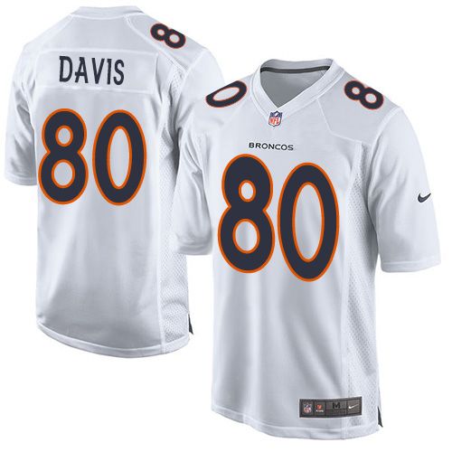 Nike Broncos #80 Vernon Davis White Youth Stitched NFL Game Event Jersey