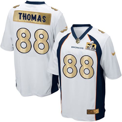 Nike Broncos #88 Demaryius Thomas White Men's Stitched NFL Game Super Bowl 50 Collection Jersey Nike Broncos #88 Demaryius Thomas White Men's Stitched NFL Game Super Bowl 50 Collection Jersey