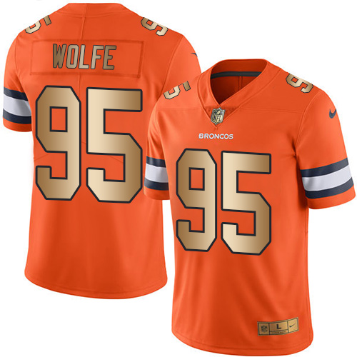 Nike Broncos #95 Derek Wolfe Orange Men's Stitched NFL Limited Gold Rush Jersey Nike Broncos #95 Derek Wolfe Orange Men's Stitched NFL Limited Gold Rush Jersey
