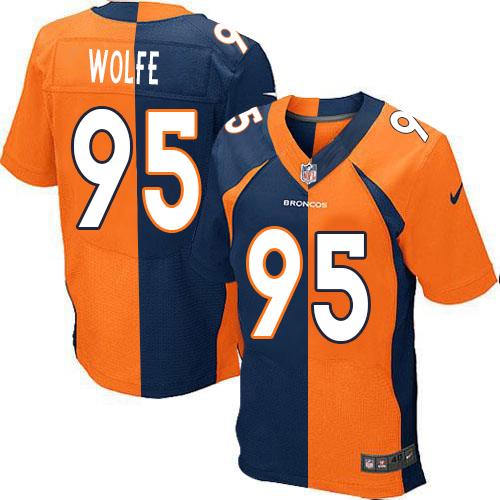 Nike Broncos #95 Derek Wolfe Orange Navy Blue Men's Stitched NFL Elite Split Jersey Nike Broncos #95 Derek Wolfe Orange Navy Blue Men's Stitched NFL Elite Split Jersey