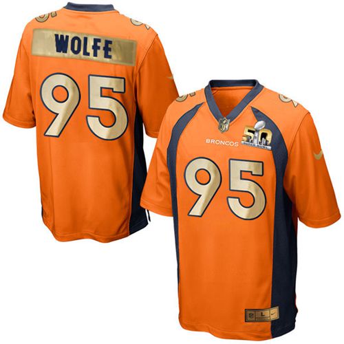 Nike Broncos #95 Derek Wolfe Orange Team Color Men's Stitched NFL Game Super Bowl 50 Collection Jersey Nike Broncos #95 Derek Wolfe Orange Team Color Men's Stitched NFL Game Super Bowl 50 Collection Jersey