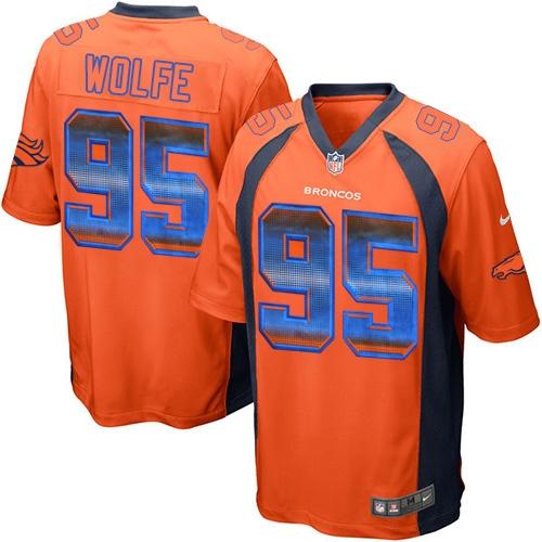 Nike Broncos #95 Derek Wolfe Orange Team Color Men's Stitched NFL Limited Strobe Jersey Nike Broncos #95 Derek Wolfe Orange Team Color Men's Stitched NFL Limited Strobe Jersey