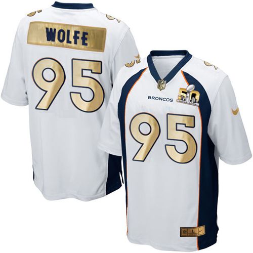 Nike Broncos #95 Derek Wolfe White Men's Stitched NFL Game Super Bowl 50 Collection Jersey Nike Broncos #95 Derek Wolfe White Men's Stitched NFL Game Super Bowl 50 Collection Jersey