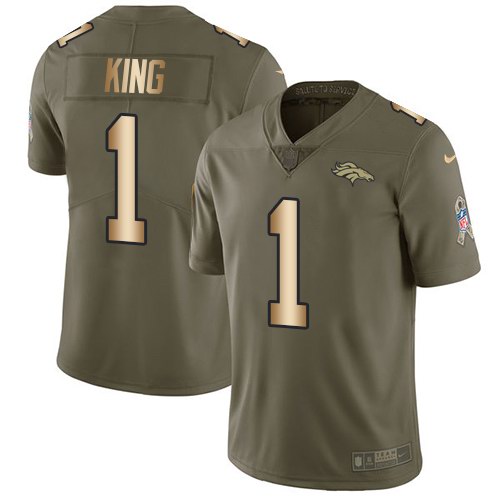 Nike Broncos 1 Marquette King Olive Gold Salute To Service Limited Jersey Nike Broncos 1 Marquette King Olive Gold Salute To Service Limited Jersey