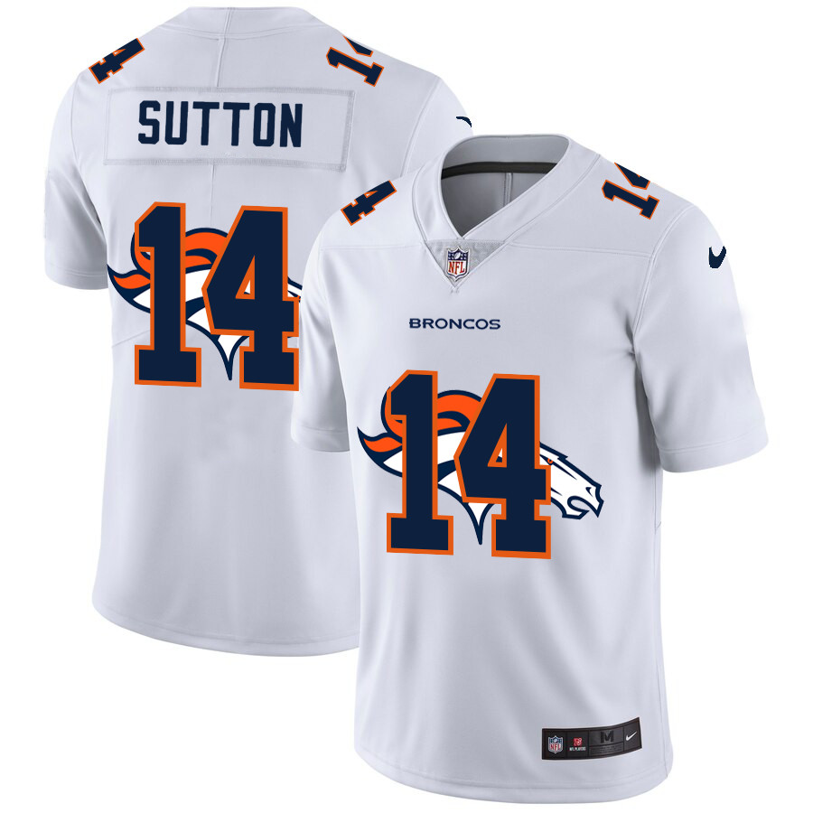 Nike Broncos 14 Courtland Sutton White Shadow Logo Limited Jersey Nike Broncos 14 Courtland Sutton White Shadow Logo Limited Jersey