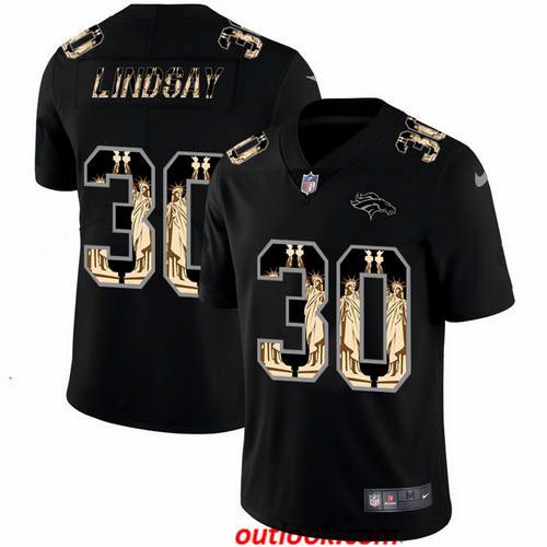 Nike Broncos 30 Phillip Lindsay Black Statue Of Liberty Limited Jersey