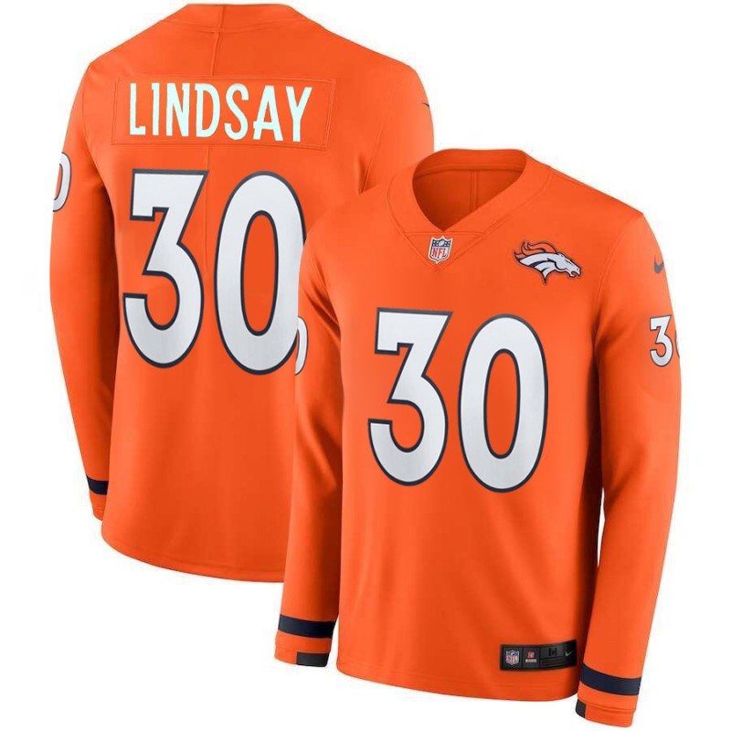 Nike Broncos 30 Phillip Lindsay Orange Therma Long Sleeve Jersey Nike Broncos 30 Phillip Lindsay Orange Therma Long Sleeve Jersey
