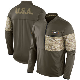 Nike Broncos Olive Salute to Service Sideline Hybrid Half-Zip Pullover Jacket Nike Broncos Olive Salute to Service Sideline Hybrid Half-Zip Pullover Jacket