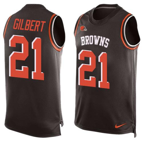 Nike Browns #21 Justin Gilbert Brown Team Color Men's Stitched NFL Limited Tank Top Jersey Nike Browns #21 Justin Gilbert Brown Team Color Men's Stitched NFL Limited Tank Top Jersey