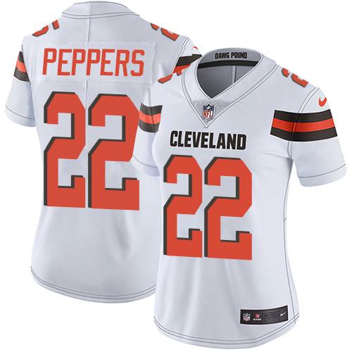 Nike Browns #22 Jabrill Peppers White Women's Stitched NFL Vapor Untouchable Limited Jersey