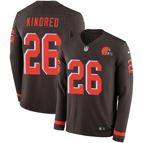 Nike Browns #26 Derrick Kindred Brown Team Color Men's Stitched NFL Limited Therma Long Sleeve Jersey Nike Browns #26 Derrick Kindred Brown Team Color Men's Stitched NFL Limited Therma Long Sleeve Jersey