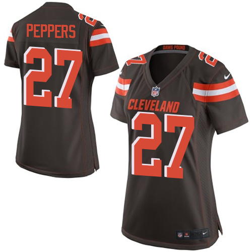 Nike Browns #27 Jabrill Peppers Brown Team Color Women's Stitched NFL New Elite Jersey