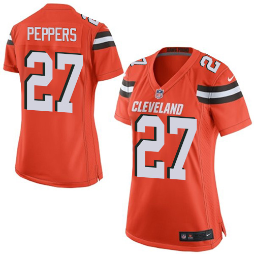Nike Browns #27 Jabrill Peppers Orange Alternate Women's Stitched NFL New Elite Jersey
