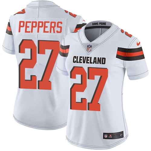 Nike Browns #27 Jabrill Peppers White Women's Stitched NFL Vapor Untouchable Limited Jersey - 副本