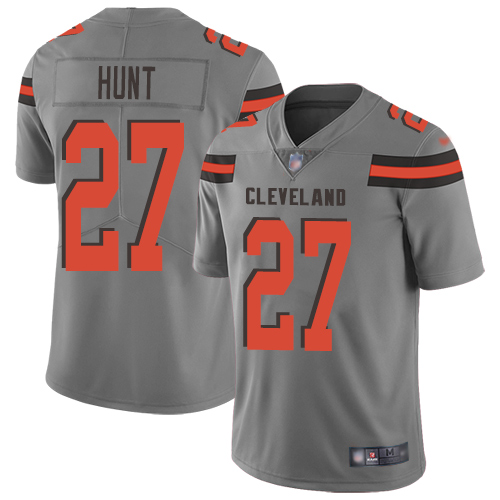 Nike Browns #27 Kareem Hunt Gray Men's Stitched NFL Limited Inverted Legend Jersey Nike Browns #27 Kareem Hunt Gray Men's Stitched NFL Limited Inverted Legend Jersey