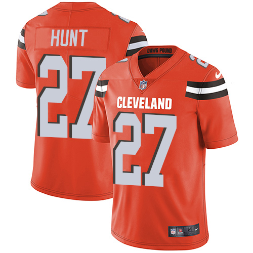 Nike Browns #27 Kareem Hunt Orange Alternate Men's Stitched NFL Vapor Untouchable Limited Jersey Nike Browns #27 Kareem Hunt Orange Alternate Men's Stitched NFL Vapor Untouchable Limited Jersey