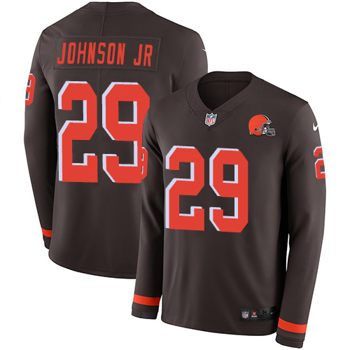 Nike Browns #29 Duke Johnson Jr Brown Team Color Men's Stitched NFL Limited Therma Long Sleeve Jersey Nike Browns #29 Duke Johnson Jr Brown Team Color Men's Stitched NFL Limited Therma Long Sleeve Jersey