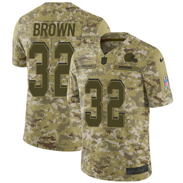 Nike Browns #32 Jim Brown Camo Men's Stitched NFL Limited 2018 Salute To Service Jersey Nike Browns #32 Jim Brown Camo Men's Stitched NFL Limited 2018 Salute To Service Jersey