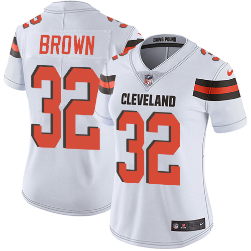 Nike Browns #32 Jim Brown White Women's Stitched NFL Vapor Untouchable Limited Jersey