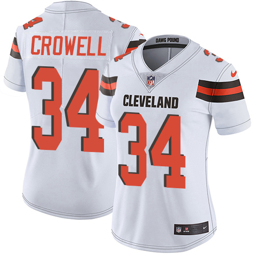 Nike Browns #34 Isaiah Crowell White Women's Stitched NFL Vapor Untouchable Limited Jersey
