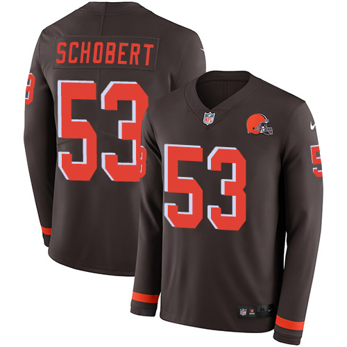 Nike Browns #53 Joe Schobert Brown Team Color Men's Stitched NFL Limited Therma Long Sleeve Jersey Nike Browns #53 Joe Schobert Brown Team Color Men's Stitched NFL Limited Therma Long Sleeve Jersey