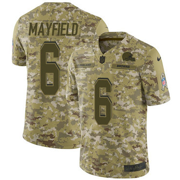 Nike Browns #6 Baker Mayfield Camo Men's Stitched NFL Limited 2018 Salute To Service Jersey Nike Browns #6 Baker Mayfield Camo Men's Stitched NFL Limited 2018 Salute To Service Jersey