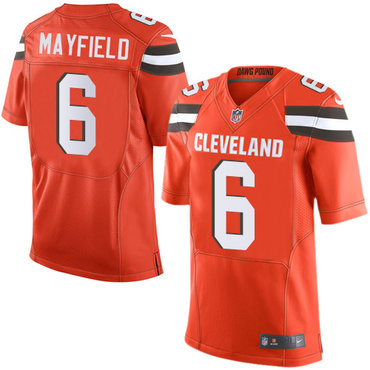 Nike Browns #6 Baker Mayfield Orange Alternate Men's Stitched NFL Elite Jersey Nike Browns #6 Baker Mayfield Orange Alternate Men's Stitched NFL Elite Jersey