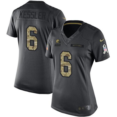 Nike Browns #6 Cody Kessler Black Women's Stitched NFL Limited 2016 Salute to Service Jersey