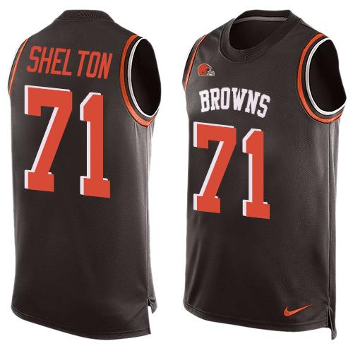 Nike Browns #71 Danny Shelton Brown Team Color Men's Stitched NFL Limited Tank Top Jersey Nike Browns #71 Danny Shelton Brown Team Color Men's Stitched NFL Limited Tank Top Jersey