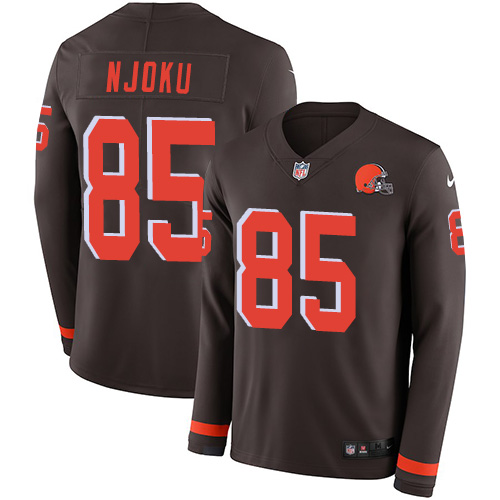 Nike Browns #85 David Njoku Brown Team Color Men's Stitched NFL Limited Therma Long Sleeve Jersey Nike Browns #85 David Njoku Brown Team Color Men's Stitched NFL Limited Therma Long Sleeve Jersey