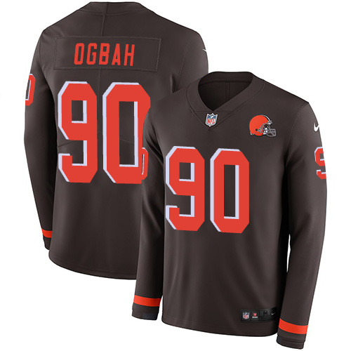 Nike Browns #90 Emmanuel Ogbah Brown Team Color Men's Stitched NFL Limited Therma Long Sleeve Jersey Nike Browns #90 Emmanuel Ogbah Brown Team Color Men's Stitched NFL Limited Therma Long Sleeve Jersey
