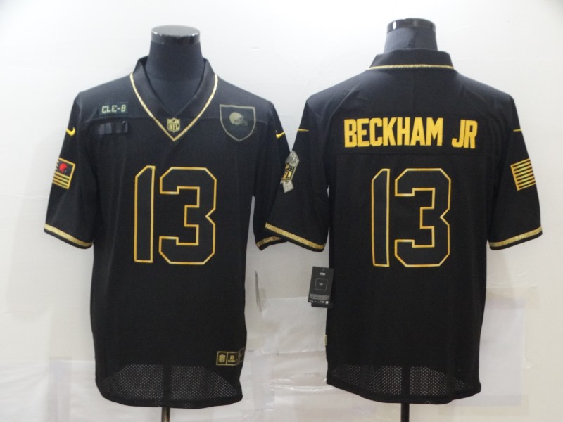 Nike Browns 13 Odell Beckham Jr. Black Gold 2020 Salute To Service Limited Jersey Nike Browns 13 Odell Beckham Jr. Black Gold 2020 Salute To Service Limited Jersey