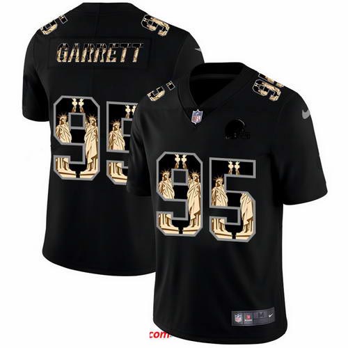 Nike Browns 95 Myles Garrett Black Statue Of Liberty Limited Jersey