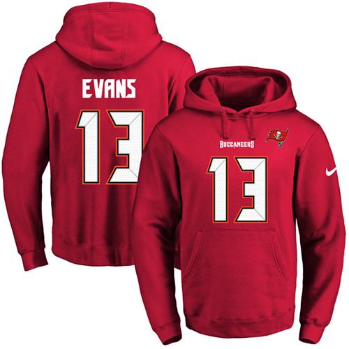 Nike Buccaneers #13 Mike Evans Red Name & Number Pullover NFL Hoodie Nike Buccaneers #13 Mike Evans Red Name & Number Pullover NFL Hoodie