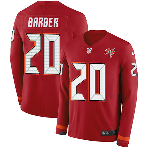 Nike Buccaneers #20 Ronde Barber Red Team Color Men's Stitched NFL Limited Therma Long Sleeve Jersey Nike Buccaneers #20 Ronde Barber Red Team Color Men's Stitched NFL Limited Therma Long Sleeve Jersey