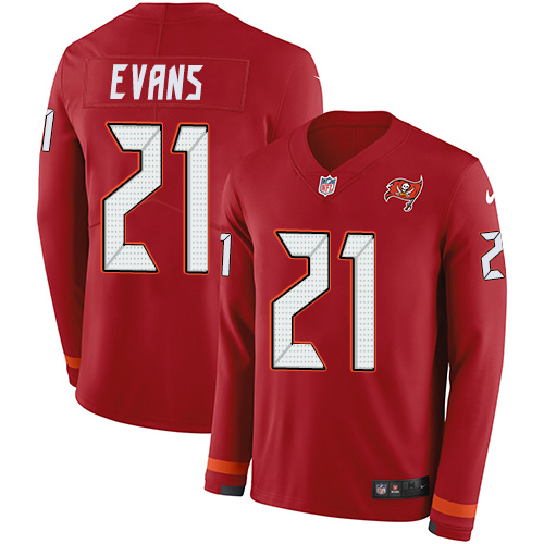 Nike Buccaneers #21 Justin Evans Red Team Color Men's Stitched NFL Limited Therma Long Sleeve Jersey Nike Buccaneers #21 Justin Evans Red Team Color Men's Stitched NFL Limited Therma Long Sleeve Jersey