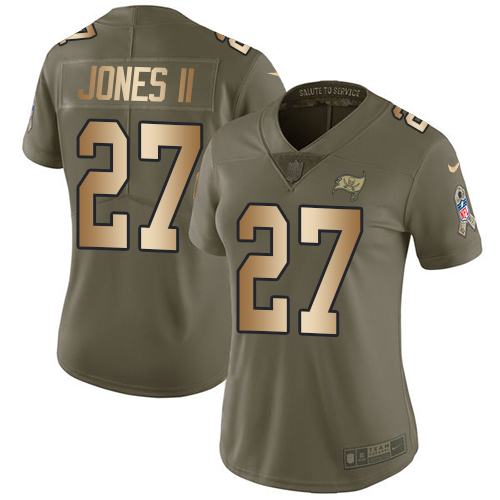 Nike Buccaneers #27 Ronald Jones II Olive Gold Women's Stitched NFL Limited 2017 Salute to Service Jersey
