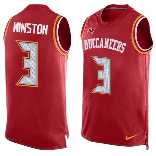 Nike Buccaneers #3 Jameis Winston Red Team Color Men's Stitched NFL Limited Tank Top Jersey Nike Buccaneers #3 Jameis Winston Red Team Color Men's Stitched NFL Limited Tank Top Jersey