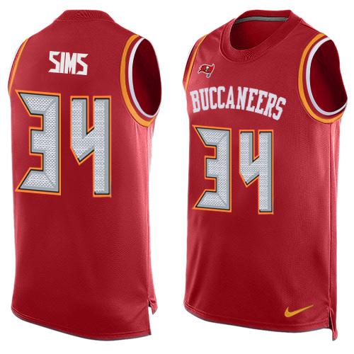 Nike Buccaneers #34 Charles Sims Red Team Color Men's Stitched NFL Limited Tank Top Jersey Nike Buccaneers #34 Charles Sims Red Team Color Men's Stitched NFL Limited Tank Top Jersey