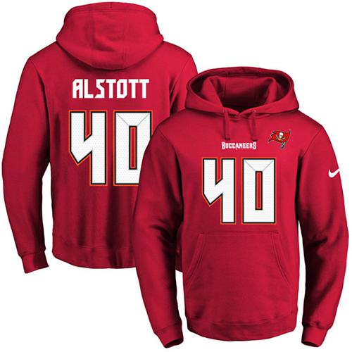 Nike Buccaneers #40 Mike Alstott Red Name & Number Pullover NFL Hoodie Nike Buccaneers #40 Mike Alstott Red Name & Number Pullover NFL Hoodie