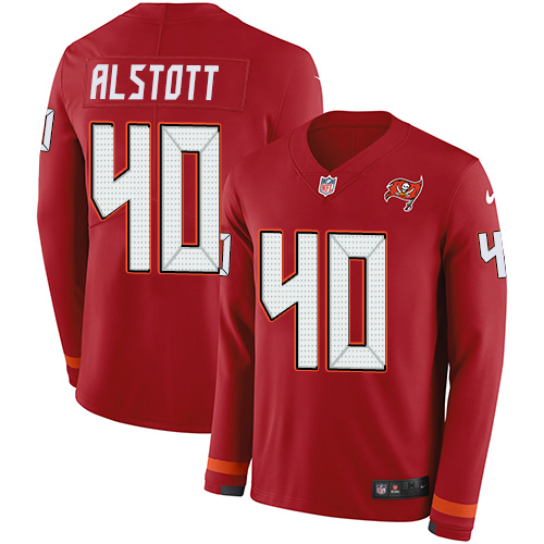 Nike Buccaneers #40 Mike Alstott Red Team Color Men's Stitched NFL Limited Therma Long Sleeve Jersey Nike Buccaneers #40 Mike Alstott Red Team Color Men's Stitched NFL Limited Therma Long Sleeve Jersey